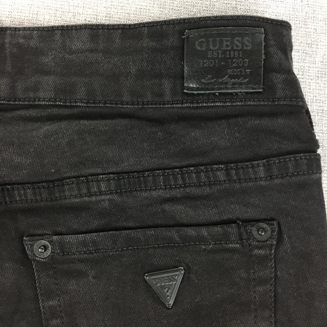 Guess Womens Capri Jeans Size 29 Black Skinny Zip Hem 3/4 Length Denim