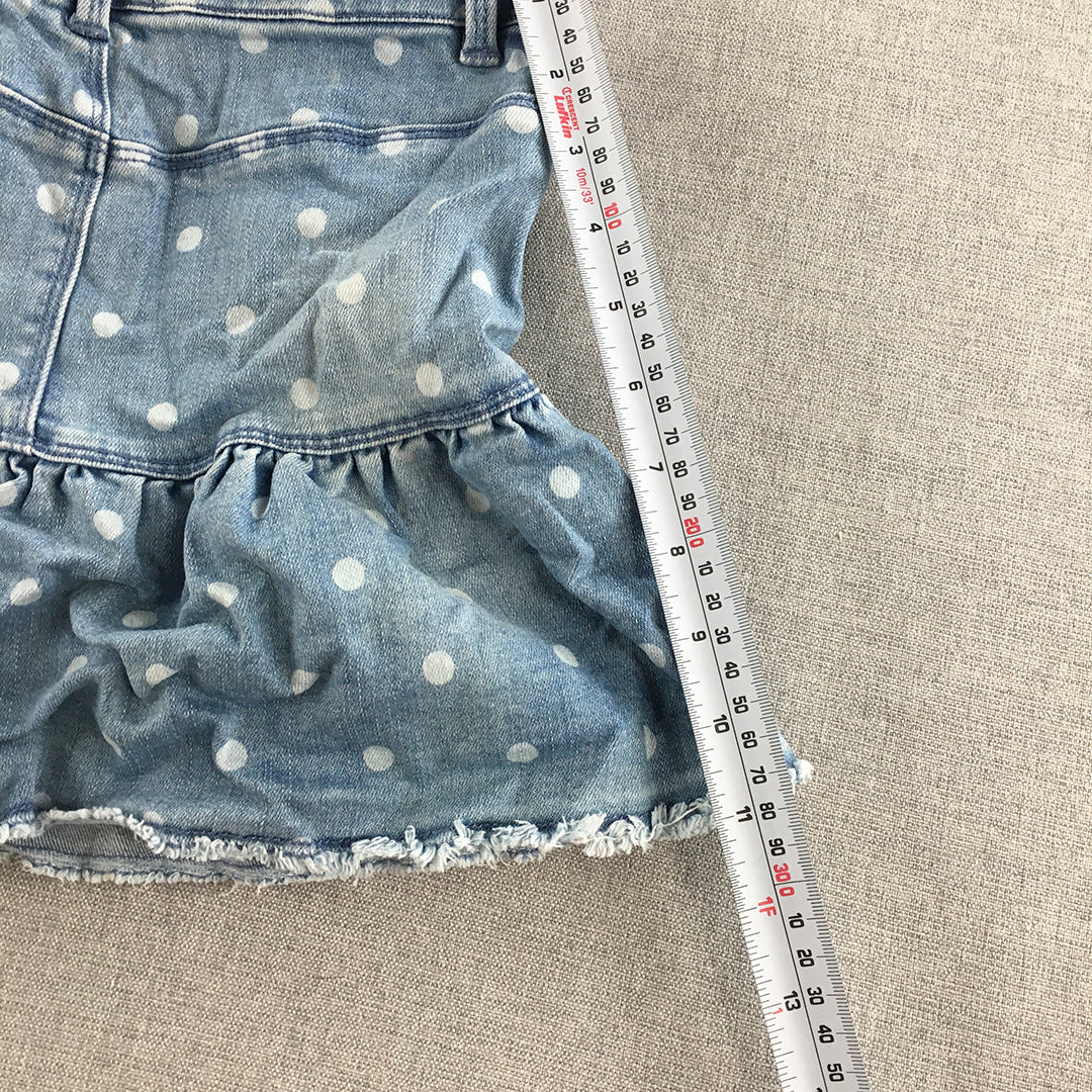 Country Road Kids Girls Denim Skirt Size 10 Blue Polka Dot Mini