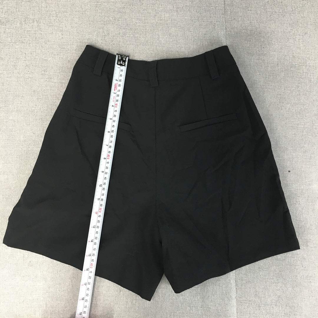 Ava & Ever Womens Pleated Shorts Size 6 Black Pockets Bermuda