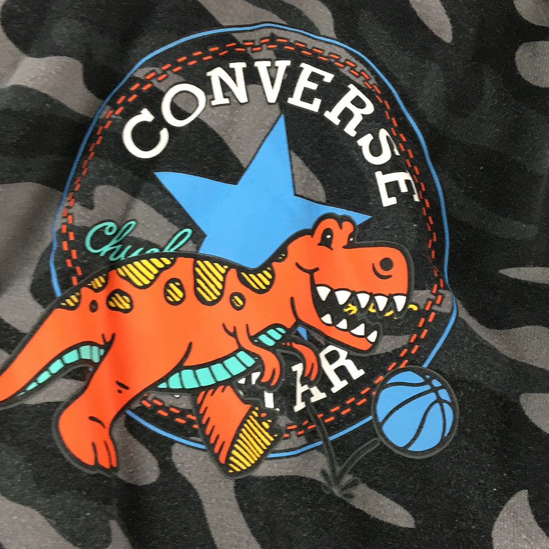 Converse Kids Boys Sweater Size 2 Baby Toddler Grey Camo Dinosaur Jumper