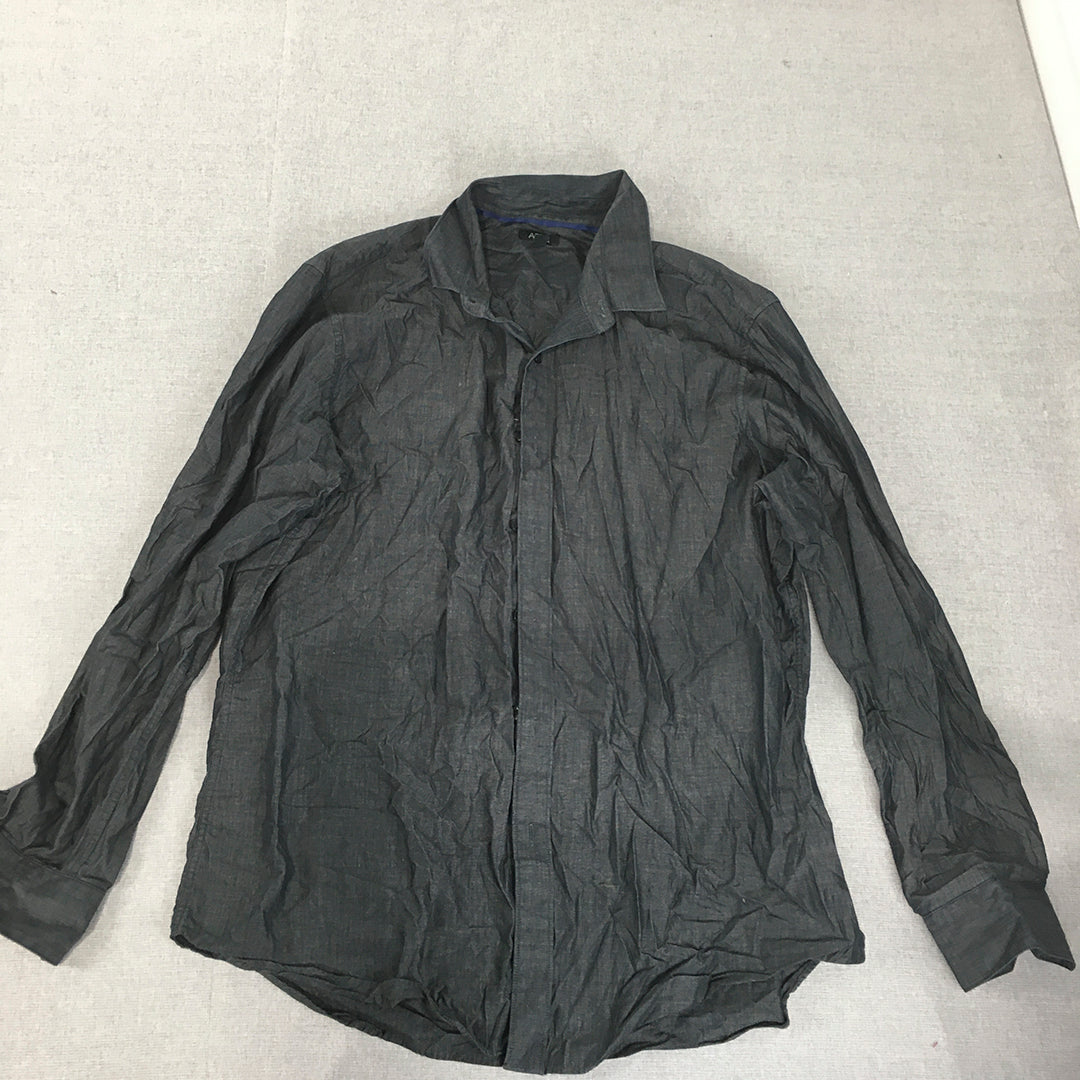 Apt.9 Mens Shirt Size L Black Long Sleeve Button-Up Collared Long Sleeve