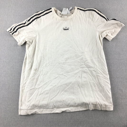 Adidas Mens T-Shirt Size L White Crew Neck Embroidered Logo Tee